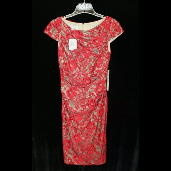 KAY UNGER NEW YORK RED LACE MIDI COCKTAIL DRESS SIZE 2 NWT - Picture 4 of 8